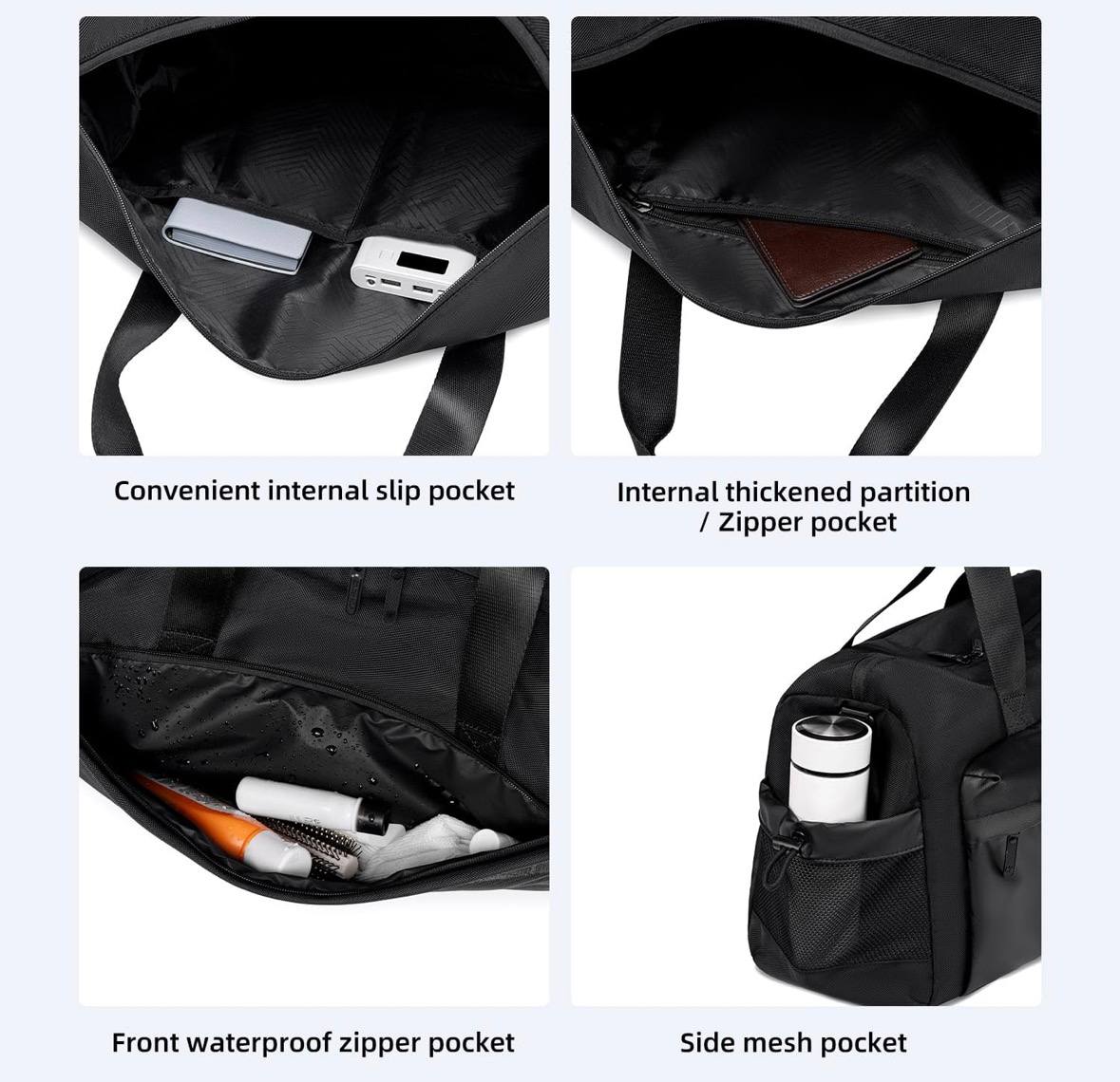 Poches intérieures du sac de voyage 28L pour une organisation optimale