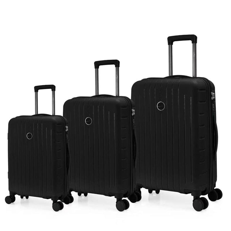 Set de 3 valises rigides en PP coloris champagne doré avec roues 360°