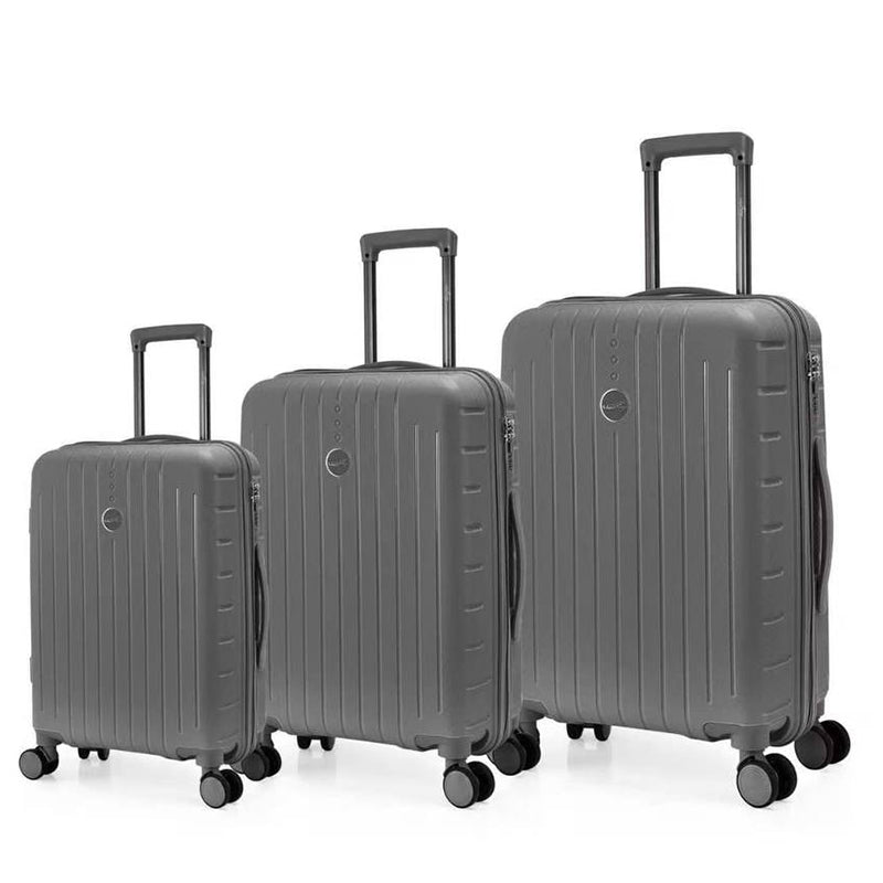 Set de 3 valises rigides en PP coloris ivoire avec finitions rose gold