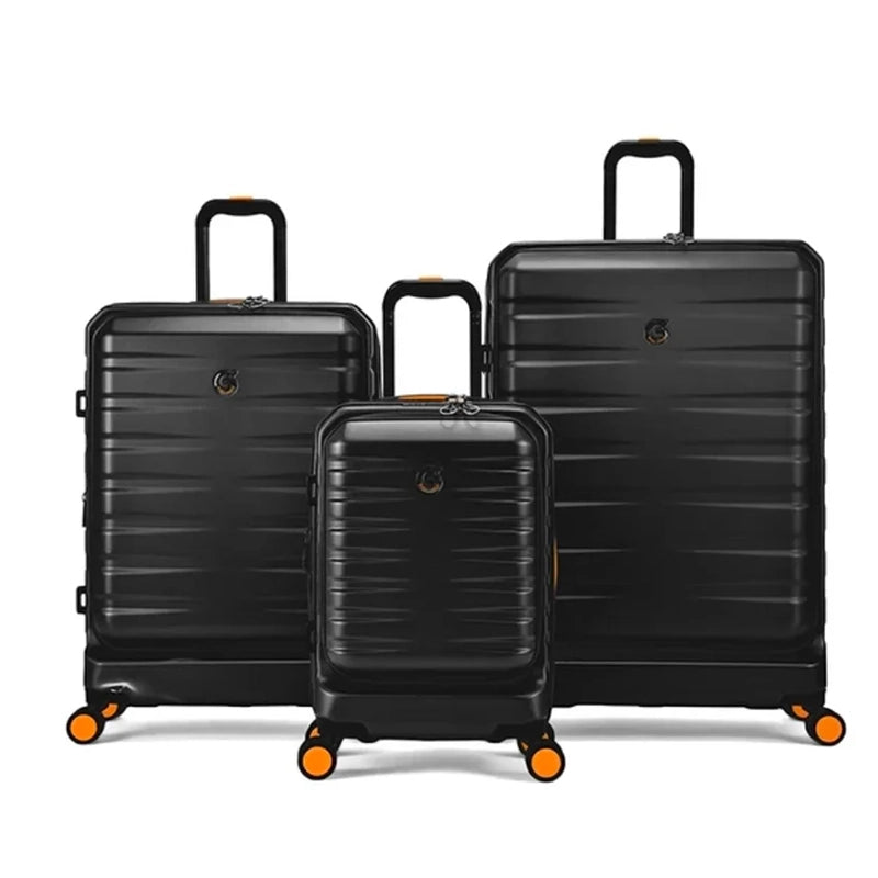  Set de 3 valises rigides noir avec ouverture frontale pour ordinateur portable