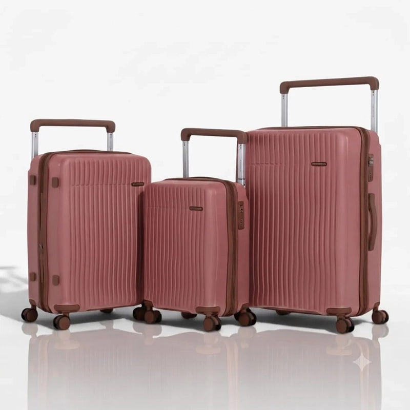 Set de 3 valises rigides rose tendance, idéal pour voyage et week-end