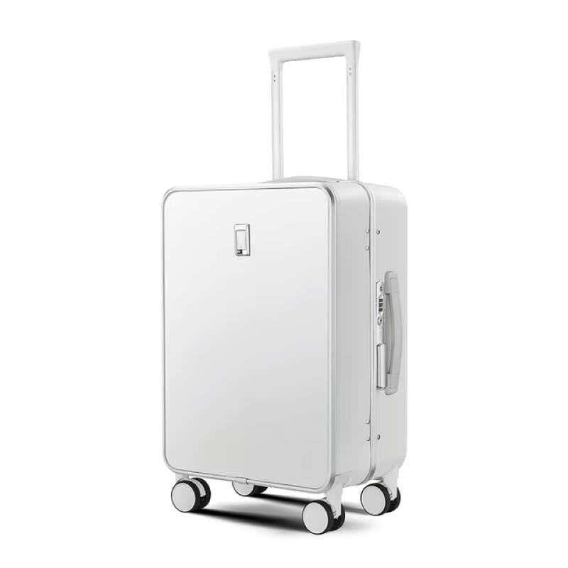 Valise cabine 20 pouces blanche en polycarbonate avec cadre aluminium