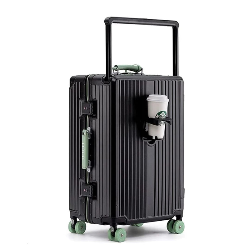 Gros plan sur la serrure TSA intégrée de la valise cabine 20 pouces.