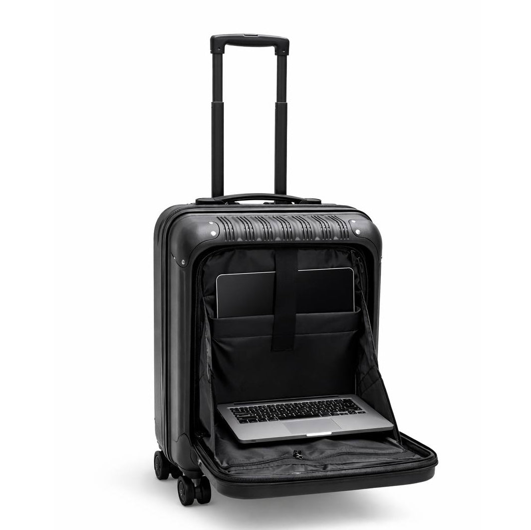 Valise cabine business noire avec ouverture frontale et compartiment PC