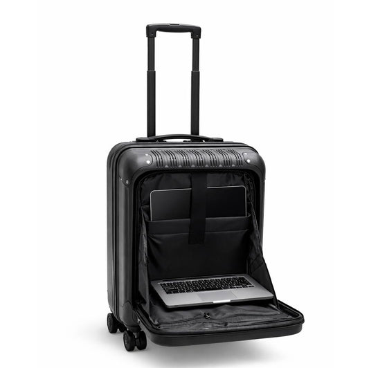 Valise cabine business noire avec ouverture frontale et compartiment PC