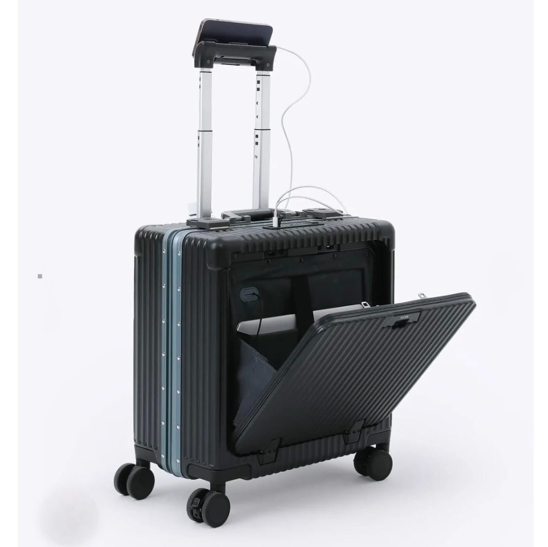 Valise cabine intelligente noire avec port USB intégré