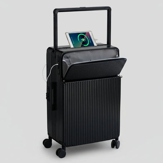  Valise cabine rigide en polycarbonate avec port USB intégré et roues pivotantes 360°