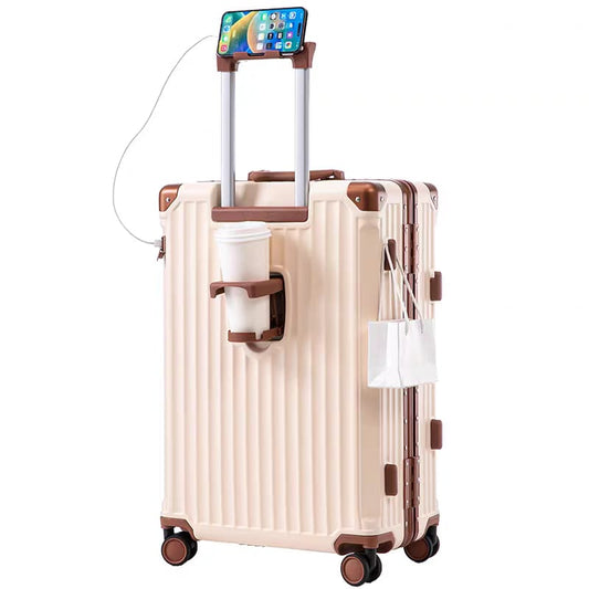 valise rigide, beige, multifonction, voyage, 4 roues, USB
valise de cabine